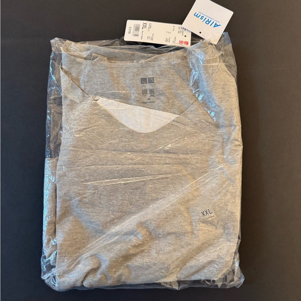 Uniqlo Airism Short Sleeve V-Neck Tunic Top, Gray, size XXL - Picture 2 of 12